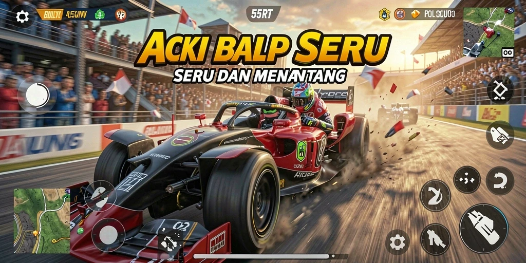 Tampilan gameplay seru di trek balap 55RT.