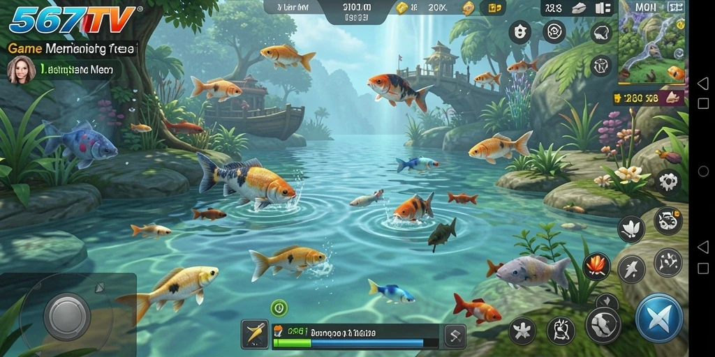 Screenshot gameplay 567TV yang menunjukkan momen menangkap ikan besar.