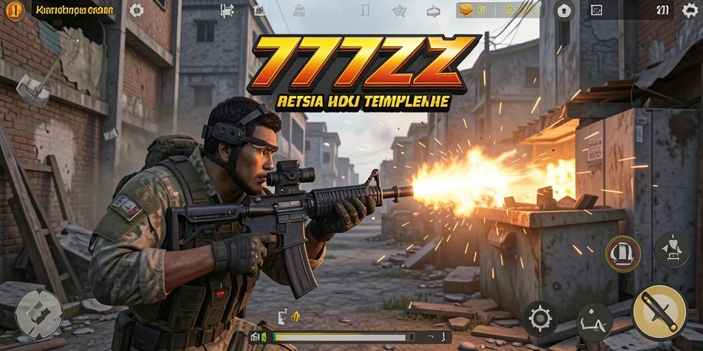 Tampilan gameplay mendebarkan dari 777ZX dengan aksi tembak yang seru.