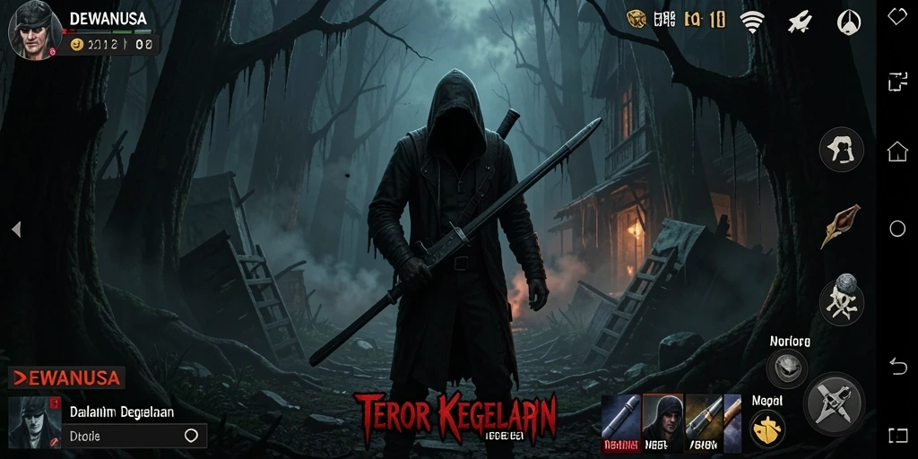 Screenshot gameplay DEWANUSA menunjukkan suasana mencekam dan menegangkan.
