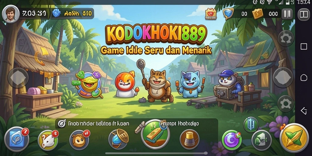 Screenshot gameplay menunjukkan kemajuan santai dalam KODOKHOKI889.