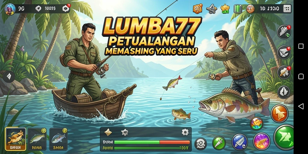 Screenshot gameplay LUMBA77 menampilkan aksi memancing yang mendebarkan.