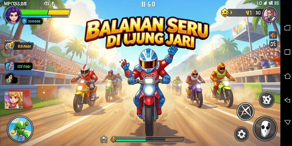 Tampilan gameplay MPO555 dengan aksi balapan yang mendebarkan.