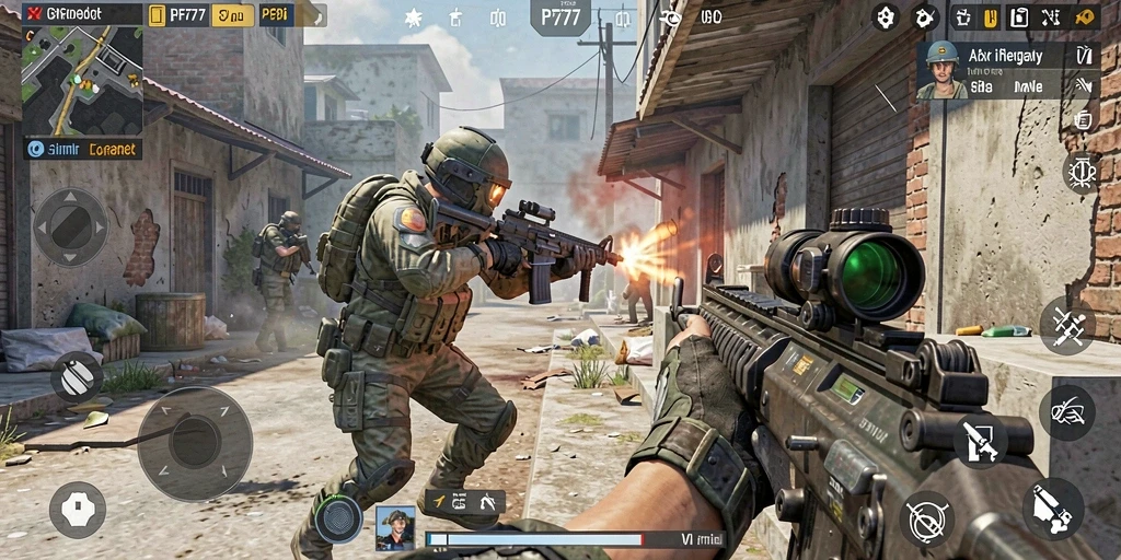 Gambaran mendebarkan dari aksi gameplay PF777 yang intens.