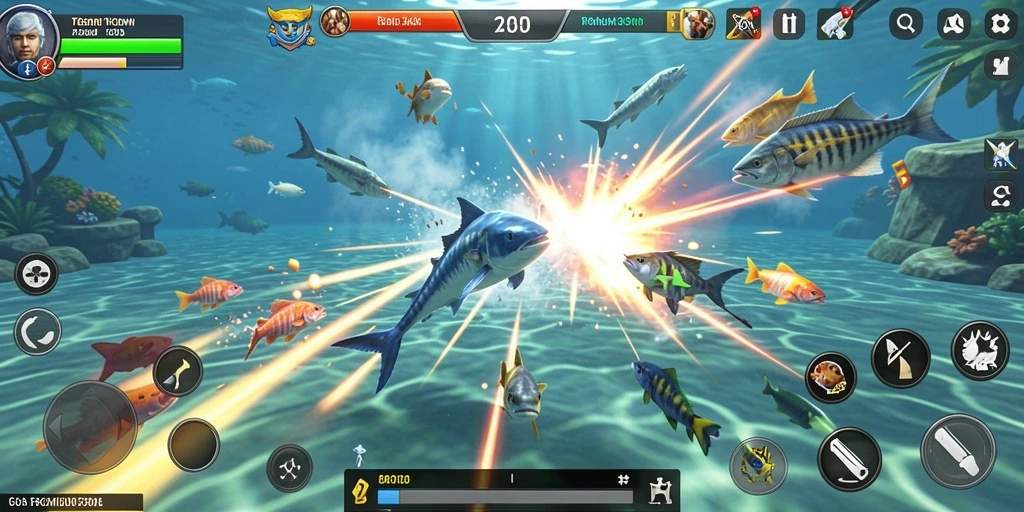 Tampilan gameplay seru dalam PREMIUM303 saat menembak ikan.