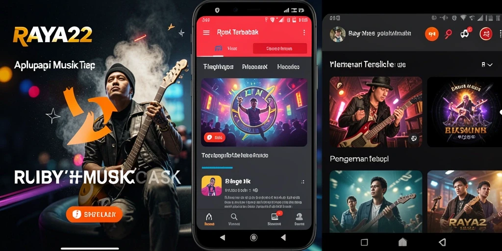 Screenshot gameplay RAYA22 yang menampilkan berbagai genre musik.