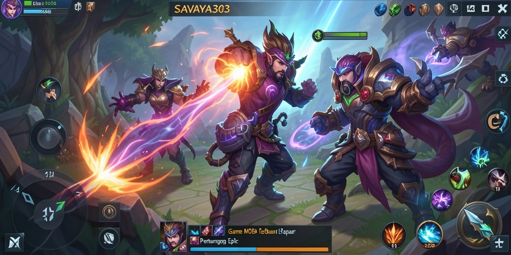 Tampilan gameplay seru dari SAVAYA303 dalam pertarungan MOBA.