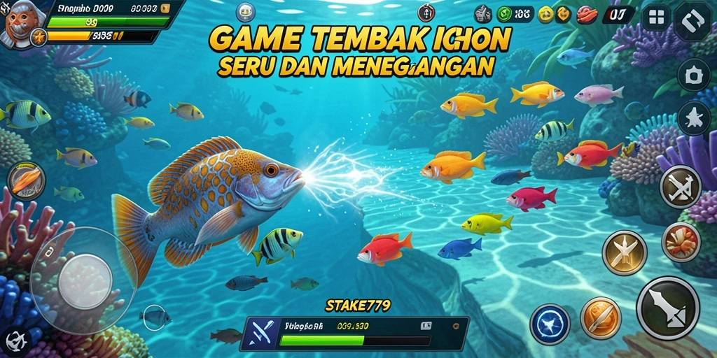 Tampilan gameplay STAKE779 dengan ikan-ikan berwarna cerah.